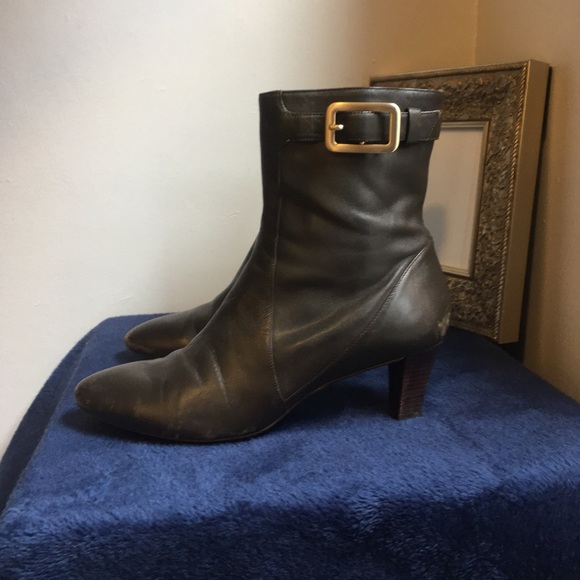 💕Cole Haan Air Side Zip Top Buckle Brown Booties - Picture 2 of 8